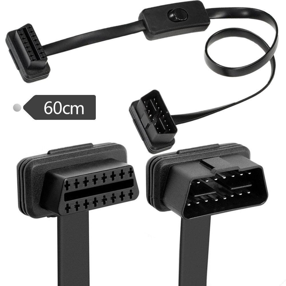 OBD Cable OBD2 Male to Female Extension Cable Flat with On/Off