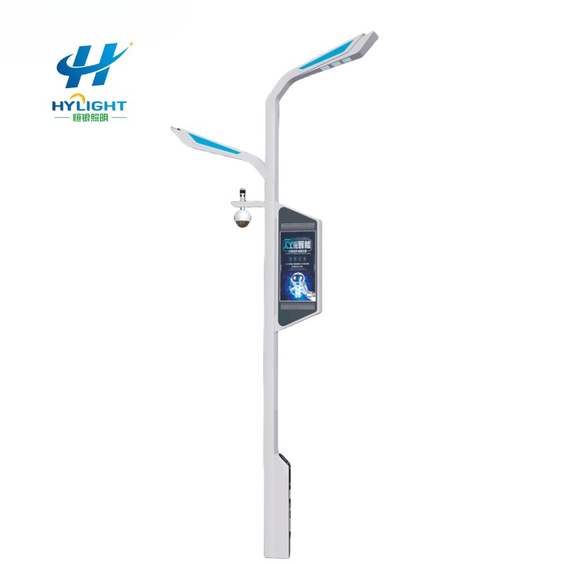 smart street light pole with WiFi camera LED display and charging pile