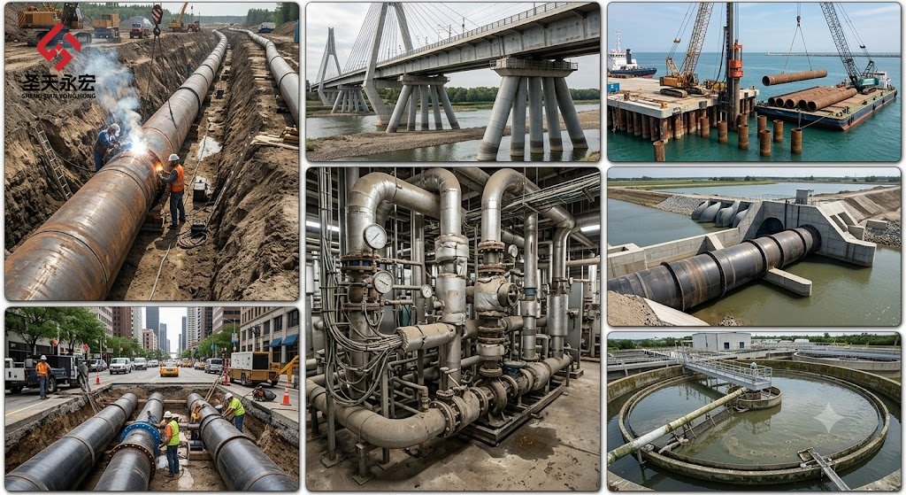SSAW应用场景 Black Spiral Welded Steel Pipe