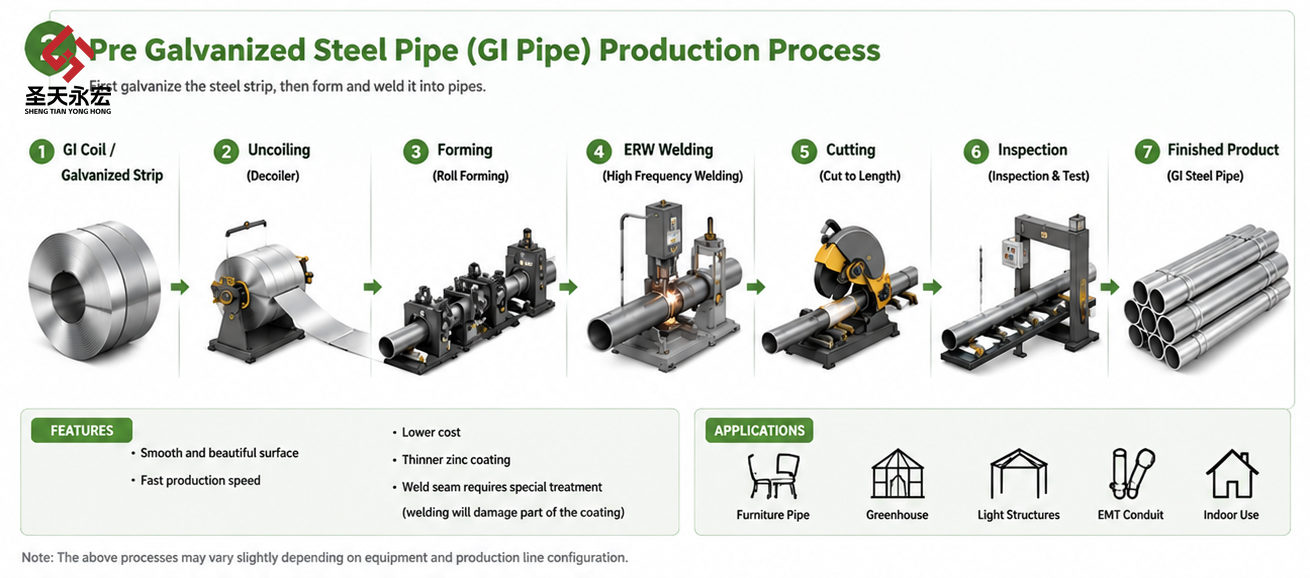Pre Galvanizing Process of Steel Pipe