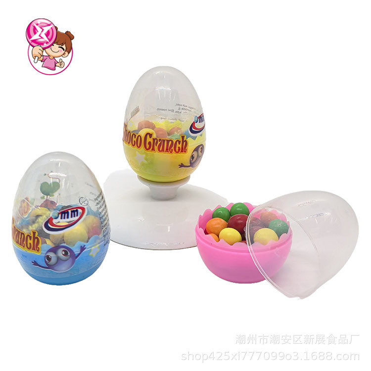 Egg shaped bottle with chocolate beans