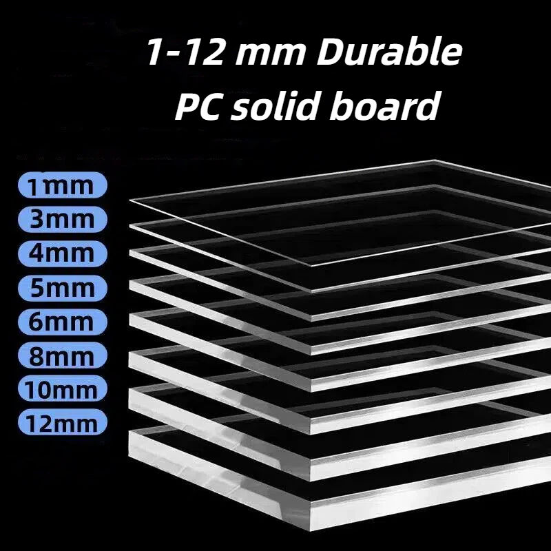 High quality 1-12mm solid polycarbonate sheet, UV resistant, environmentally friendly, durable, lightweight, customizable in size, printable and cutting