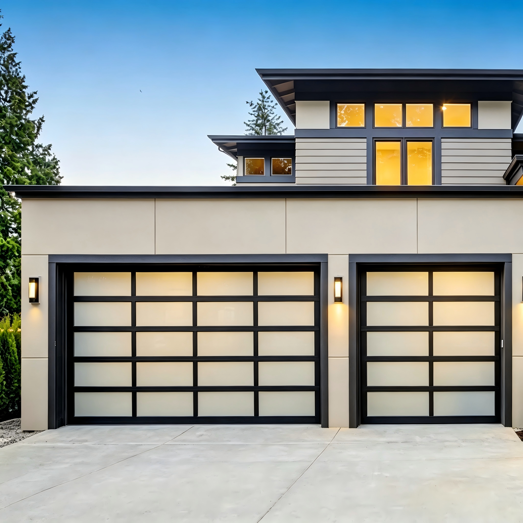Factory Custom Remote Control Automatic Garage Door Modern Overhead Insulated Sectional Black Color Aluminum Glass Garage Doors