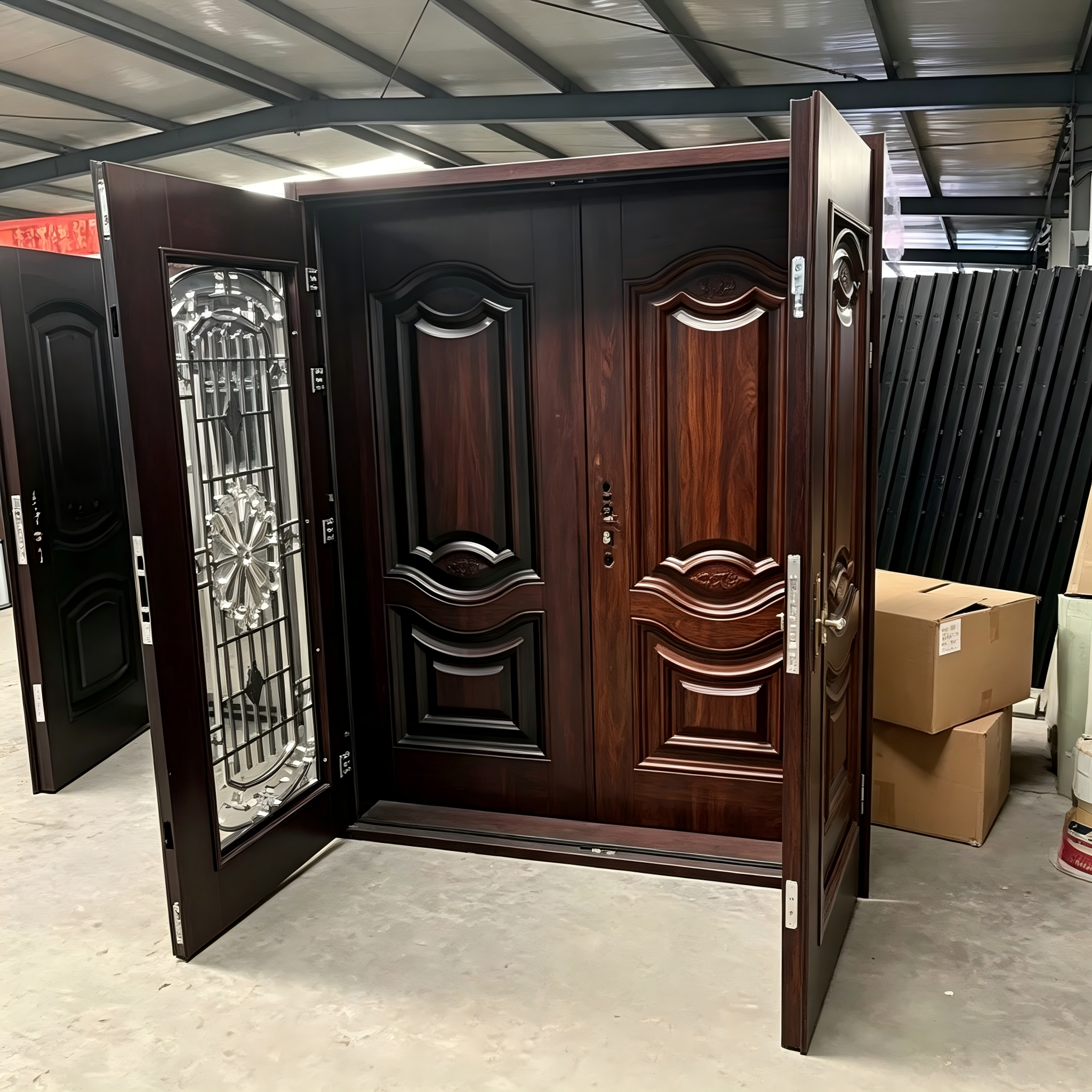Powder Coated Steel Safety Door with Modern Design