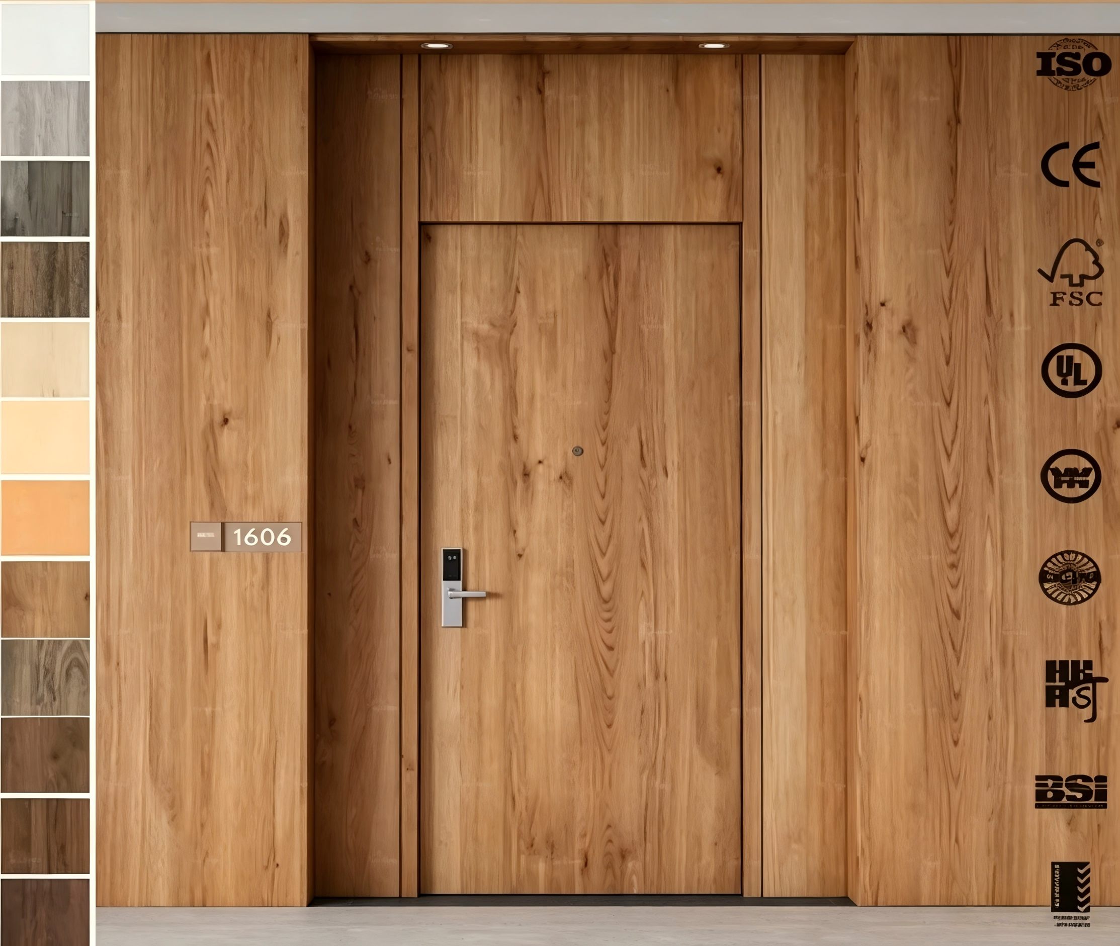 Hot Sale Modern Interior Entrance Door Fireproof Wooden Room Door Sound Insulated MDF Timber Solid Wood Doors for Hotel