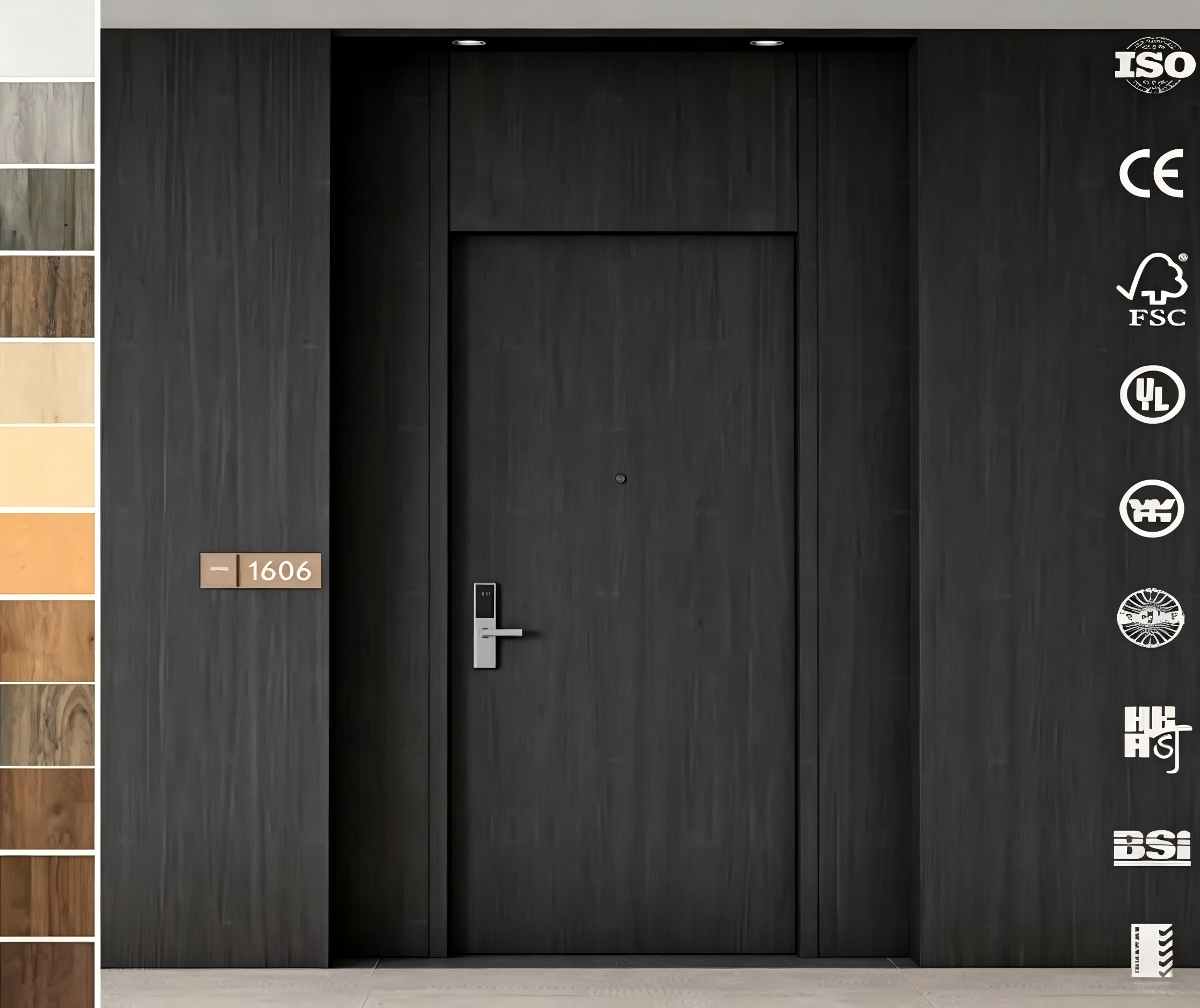Hot Sale Modern Interior Entrance Door Fireproof Wooden Room Door Sound Insulated MDF Timber Solid Wood Doors for Hotel