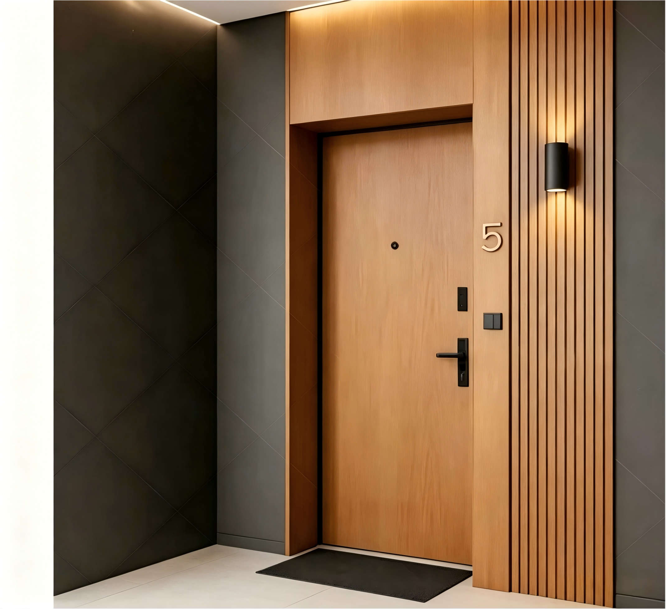 Wooden Waterproof WPC Wood Door Interior Room Door Bedroom Solid Wooden Door Soundproof Home Hotel Apartment Office Construction Project