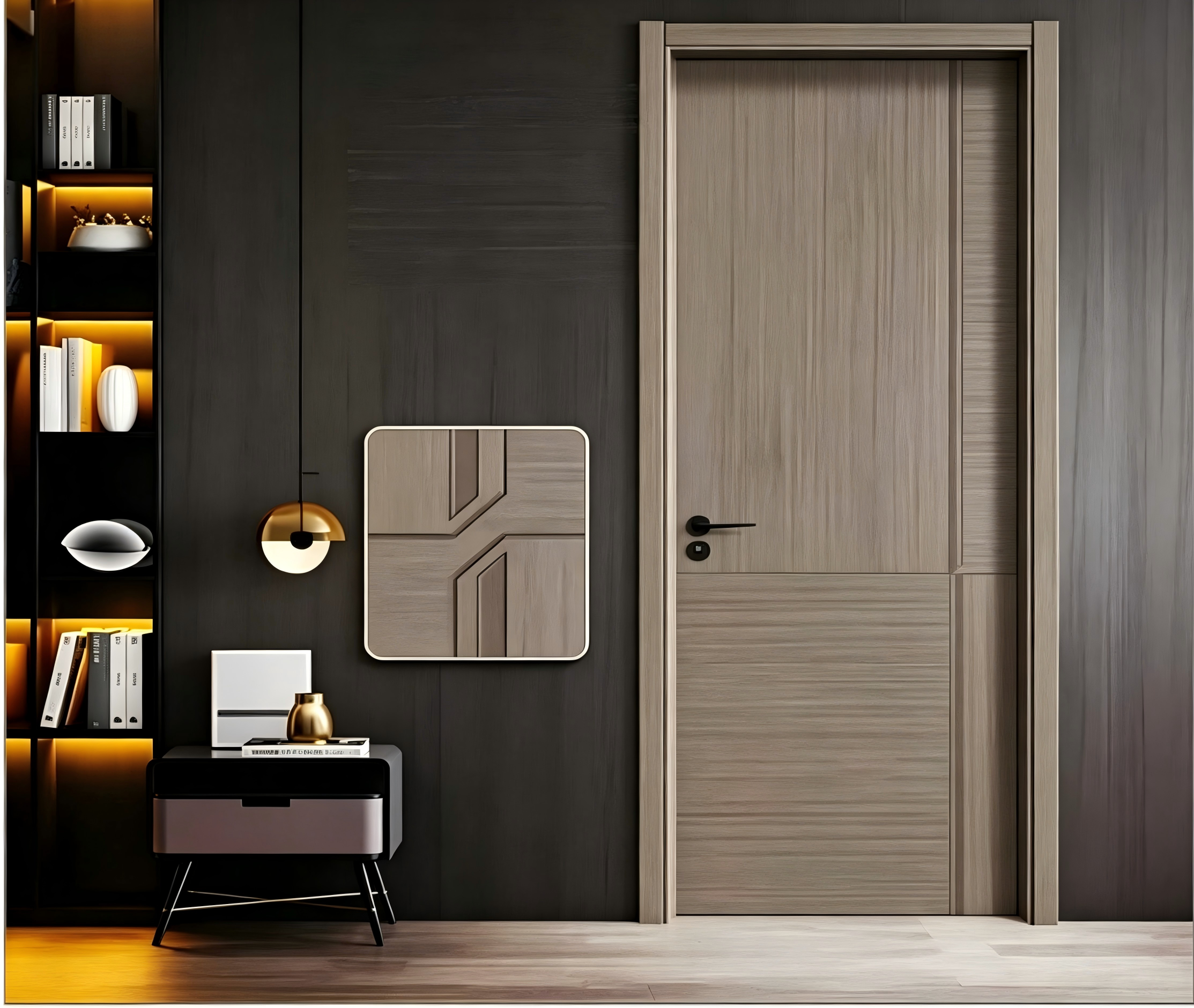 Modern Wooden Interior Room Door with Elegant Design