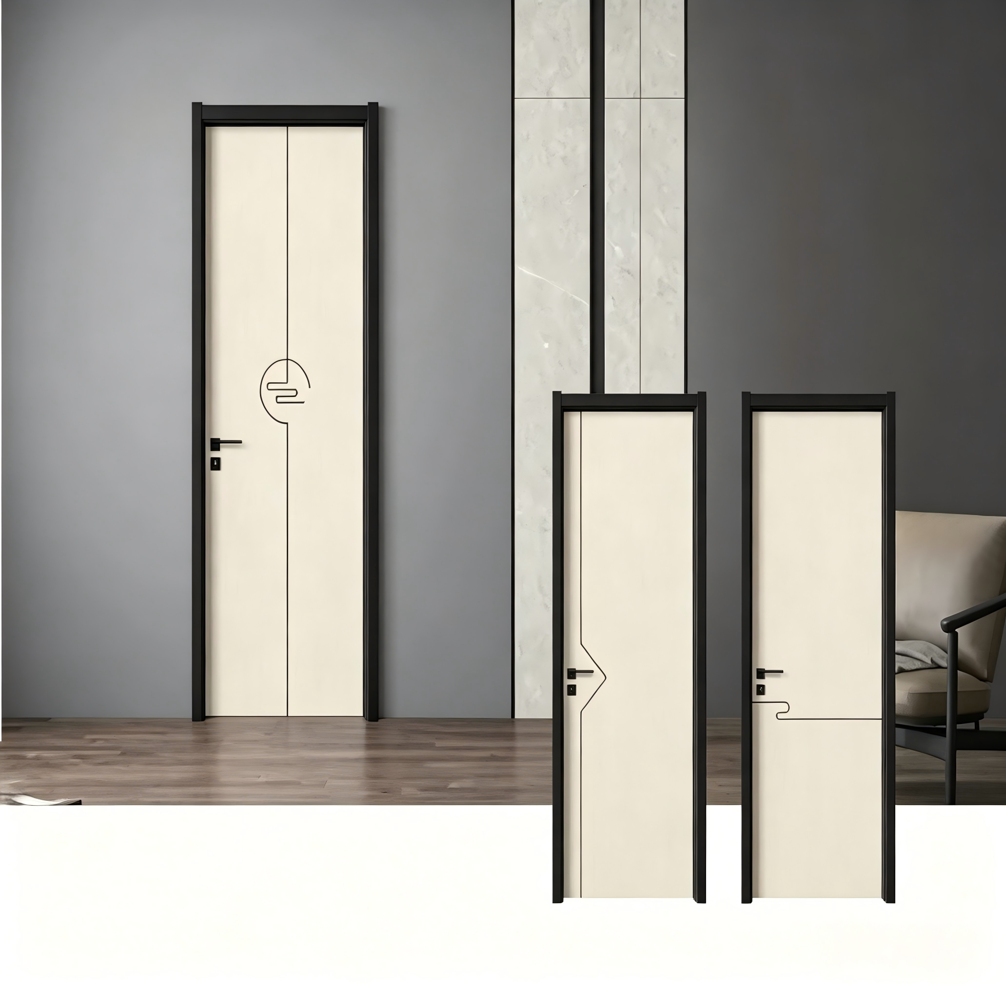 High-End Turkish Main Soundproof Solid Wood Wooden Interior Door for Hotel House Bedroom Office