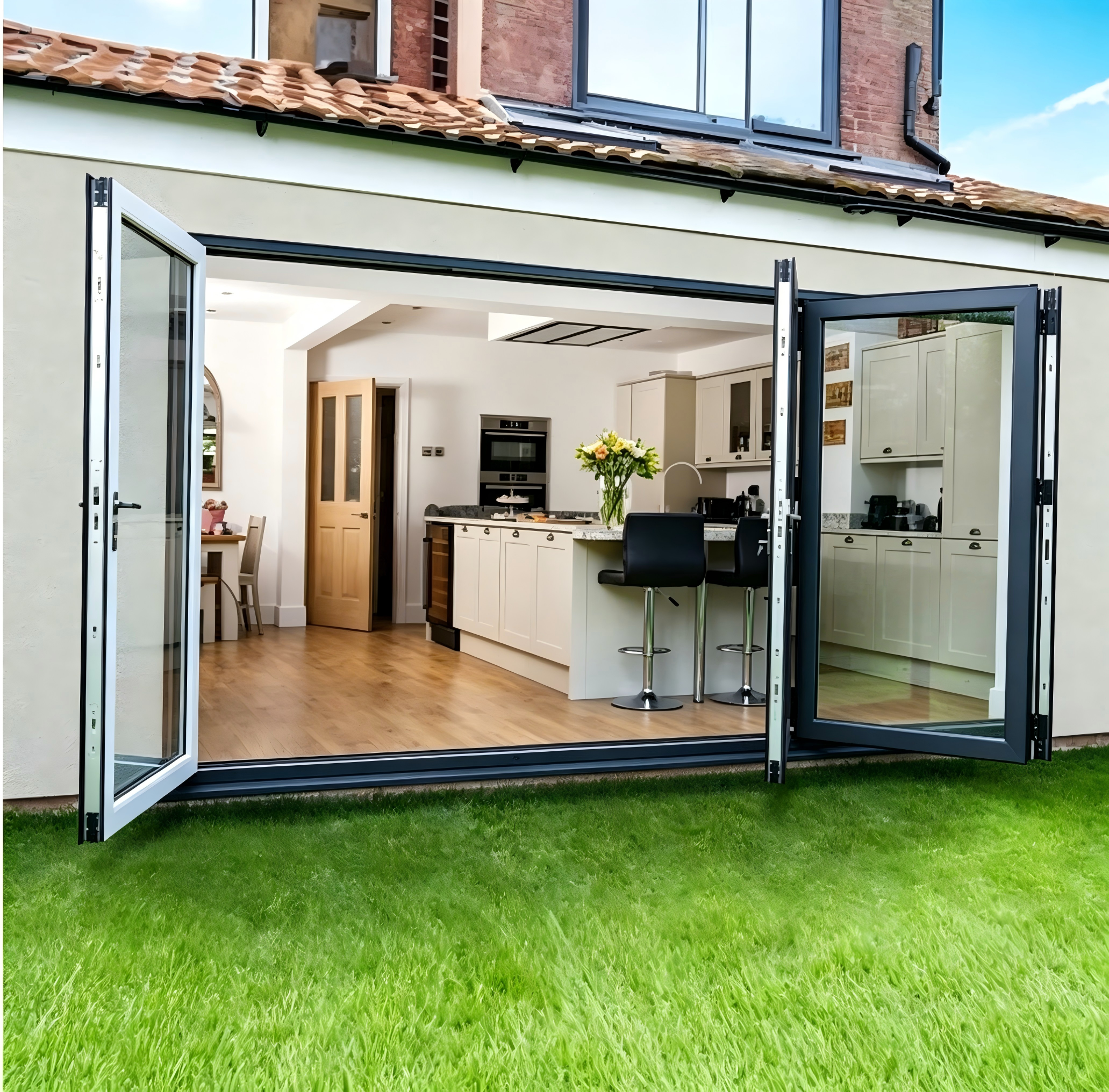New Design Double Glass Entry Swing Exterior Patio Doors Thermal Break Aluminum Hinged Door for Sale