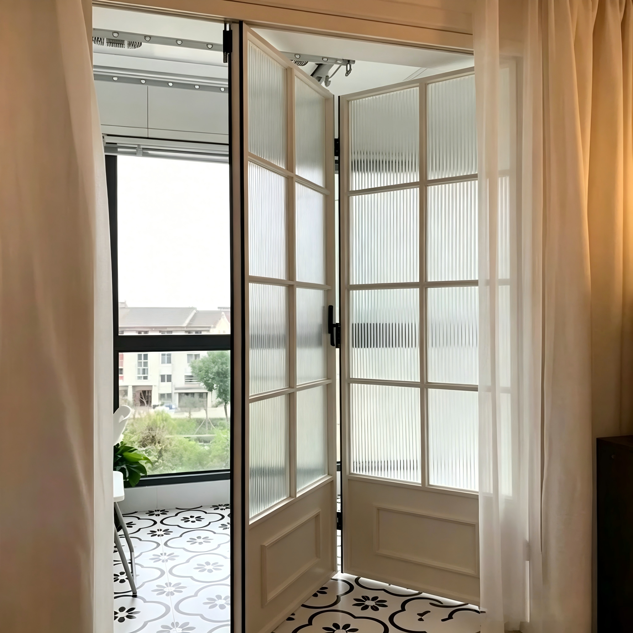 Customizable Folding Glass Door with Oversized Panels Smart Lock Option and Double Silver Low-E Glazing