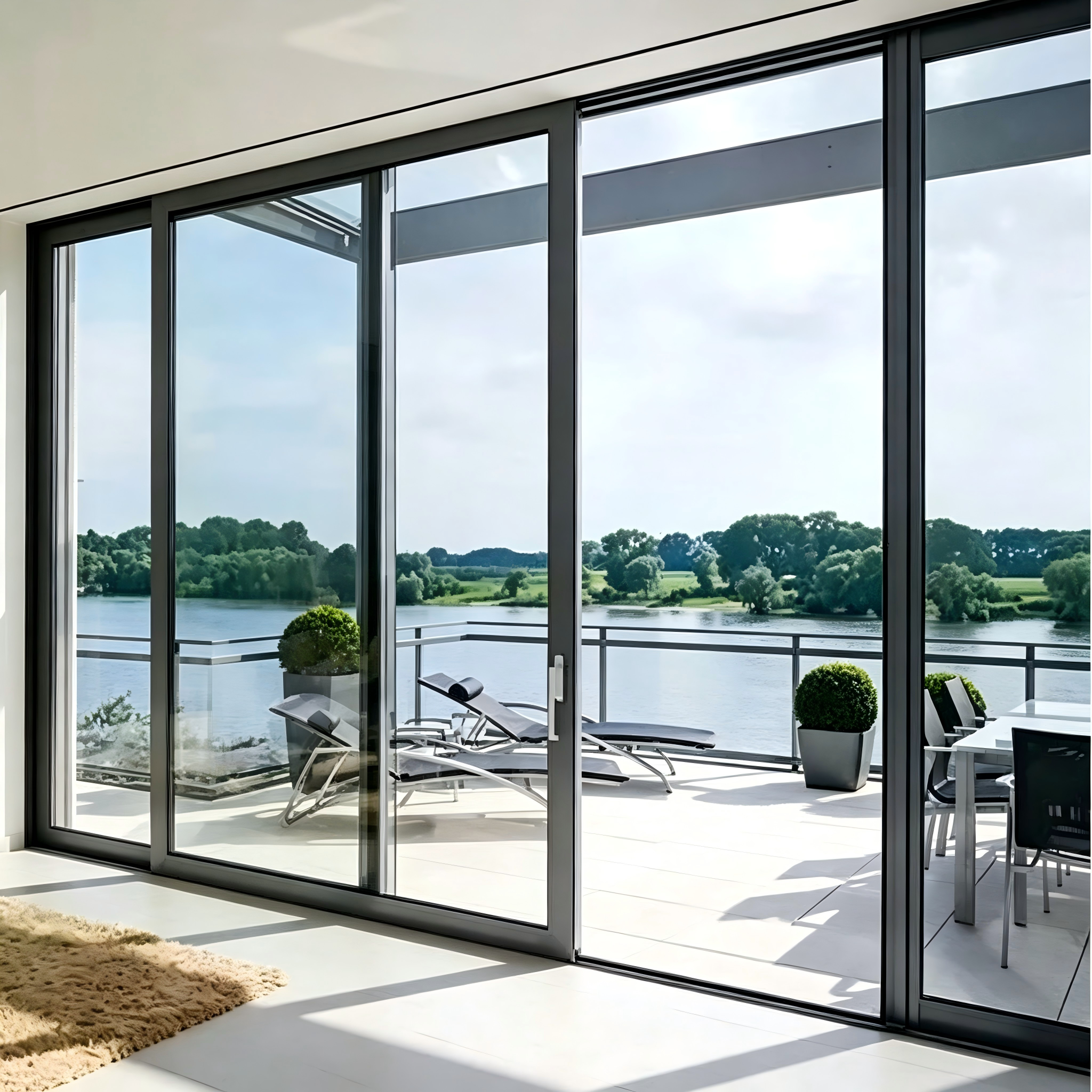 Minimalist Folding Glass Door with Full Height Panels Low Threshold Smart Home Ready and Double Silver Glazing
