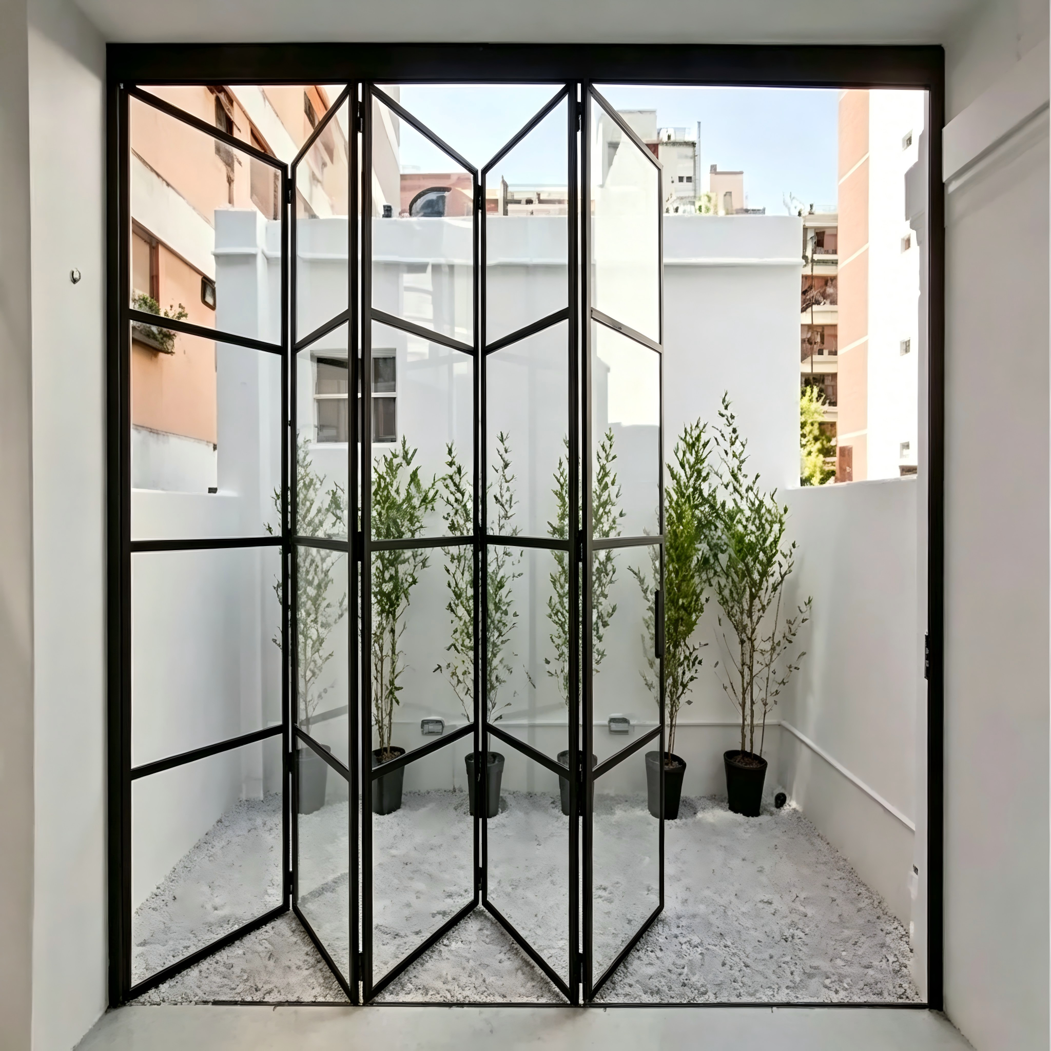 Thermally Broken Aluminum Bi-Fold Door with Durable Coating Argon Filled Glass and Tight Sealing EPDM Strips