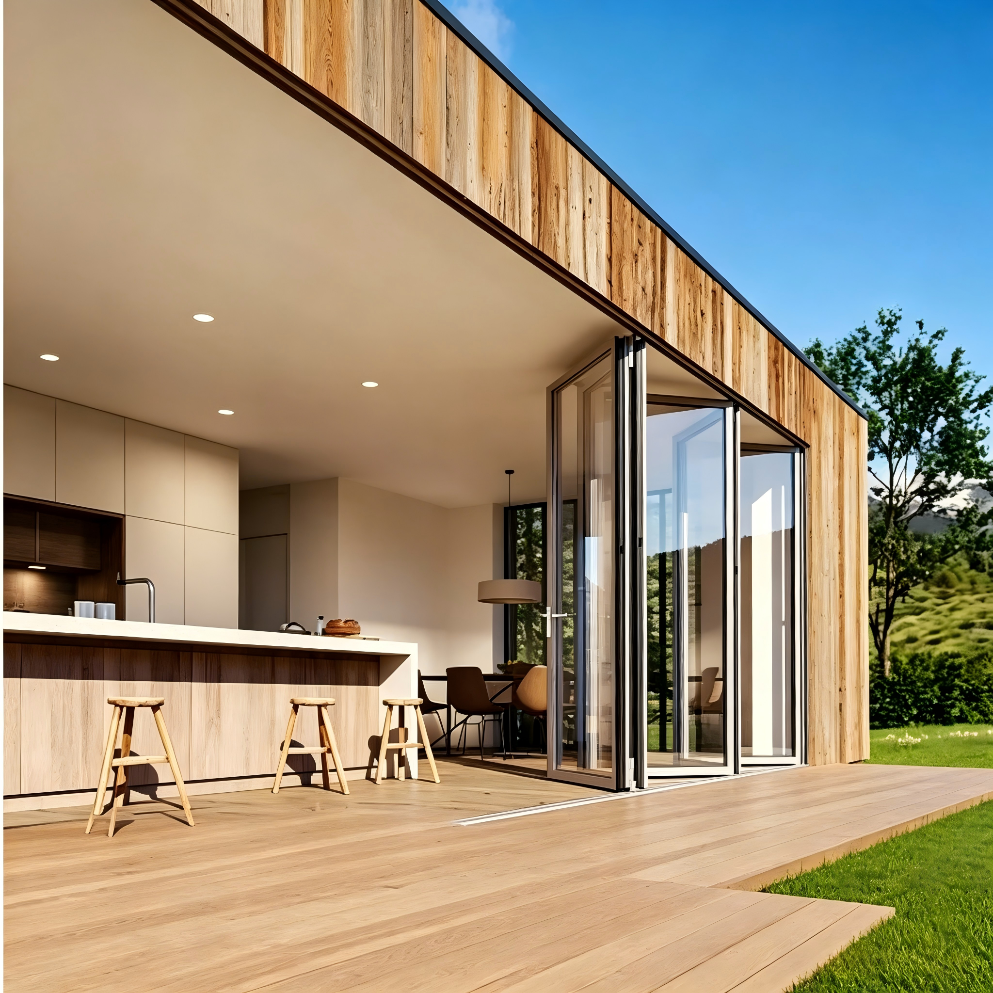 Black Aluminum Glass Accordion Door with German Hinges Multi Lock System and Soundproof Glazing for Living Rooms