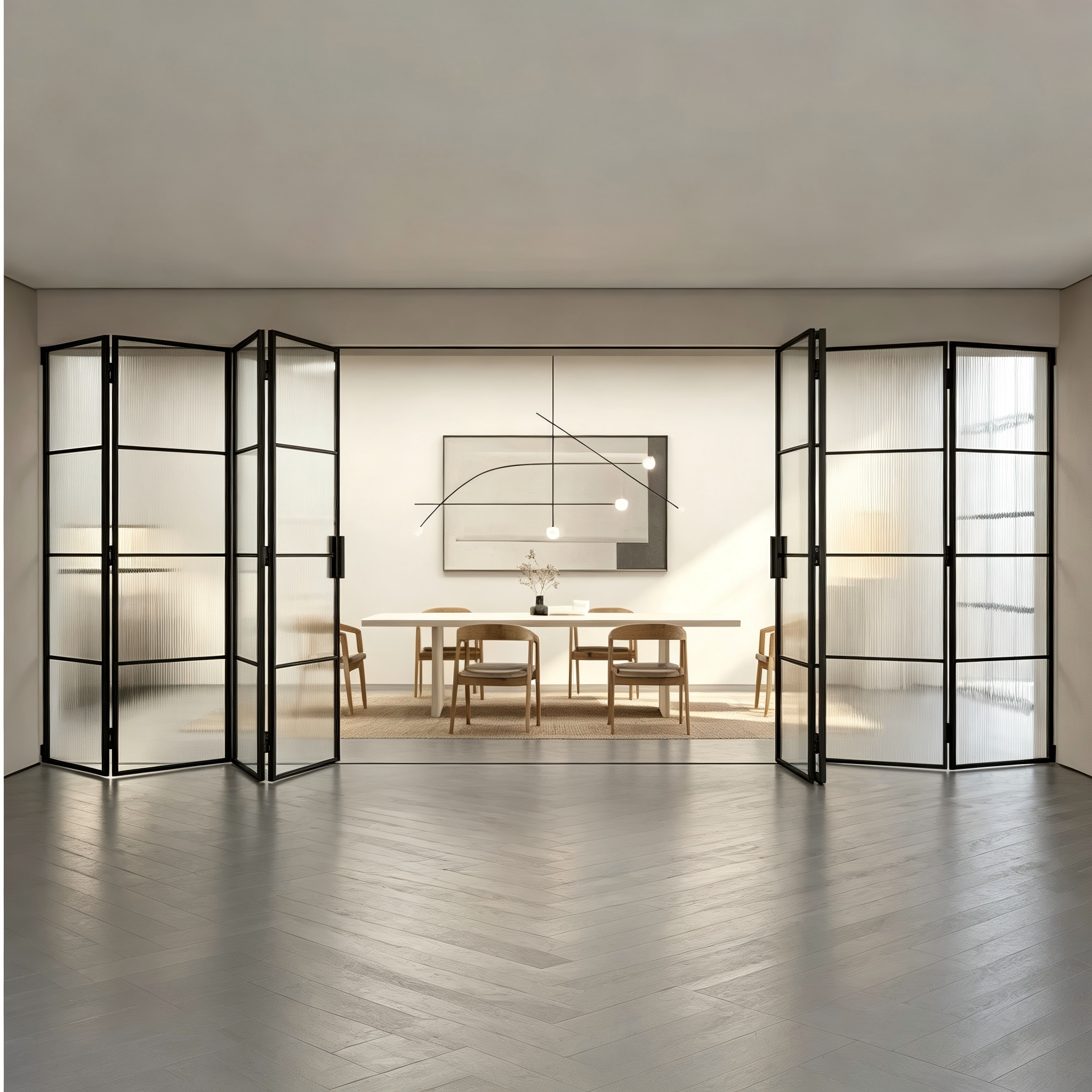 Premium Aluminum Folding Glass Door with Soft Close Hinges and Triple Glazed Argon Units for Noise Reduction