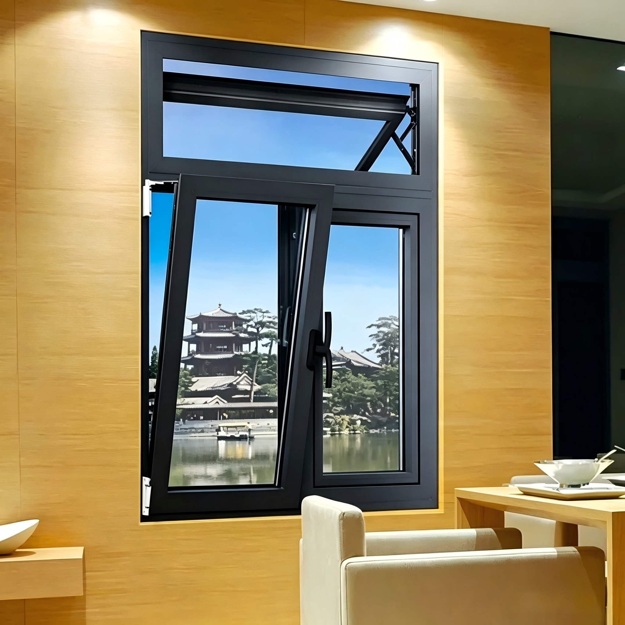 Customized Air-Proof Silicone Sealant Sealing System Glass Aluminum Casement Window