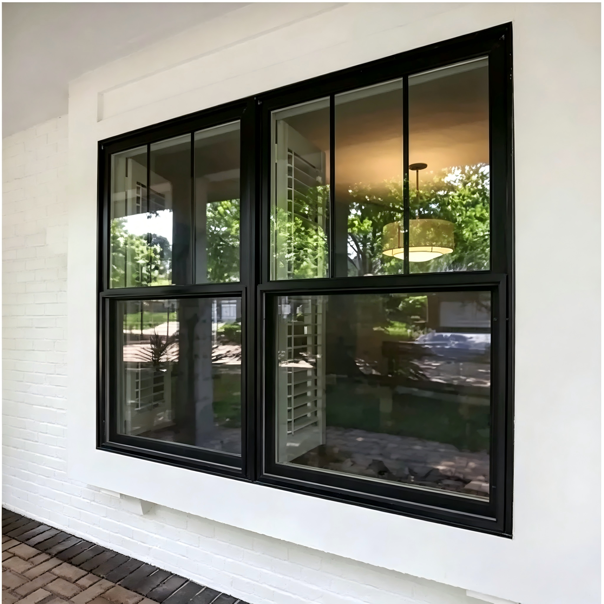 Large View Save Energy Aluminum Double Glass Picture Windows