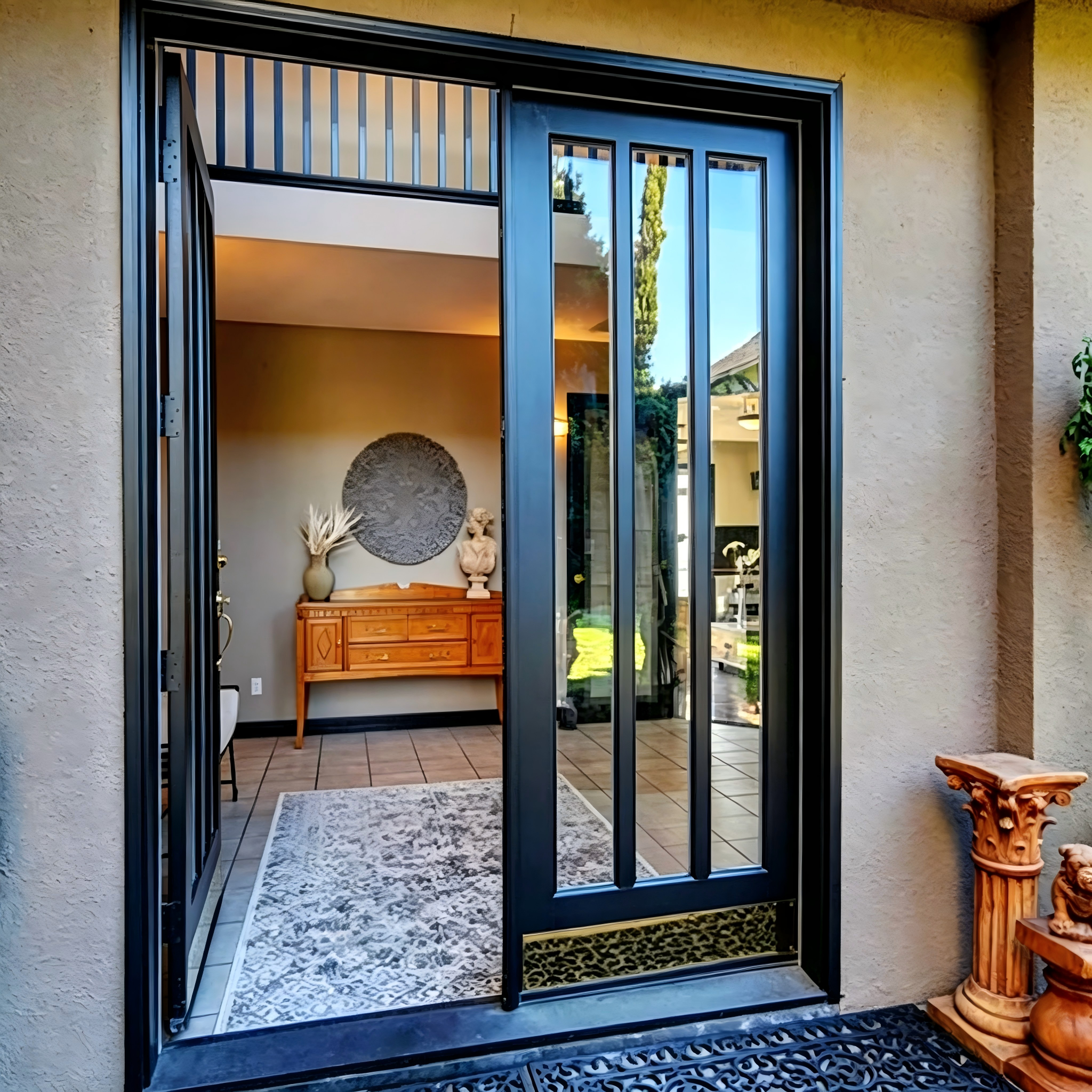 Nfrc Certified Customized Tempered Glass Entry Door Triple Glazed Aluminum Hinged Doors