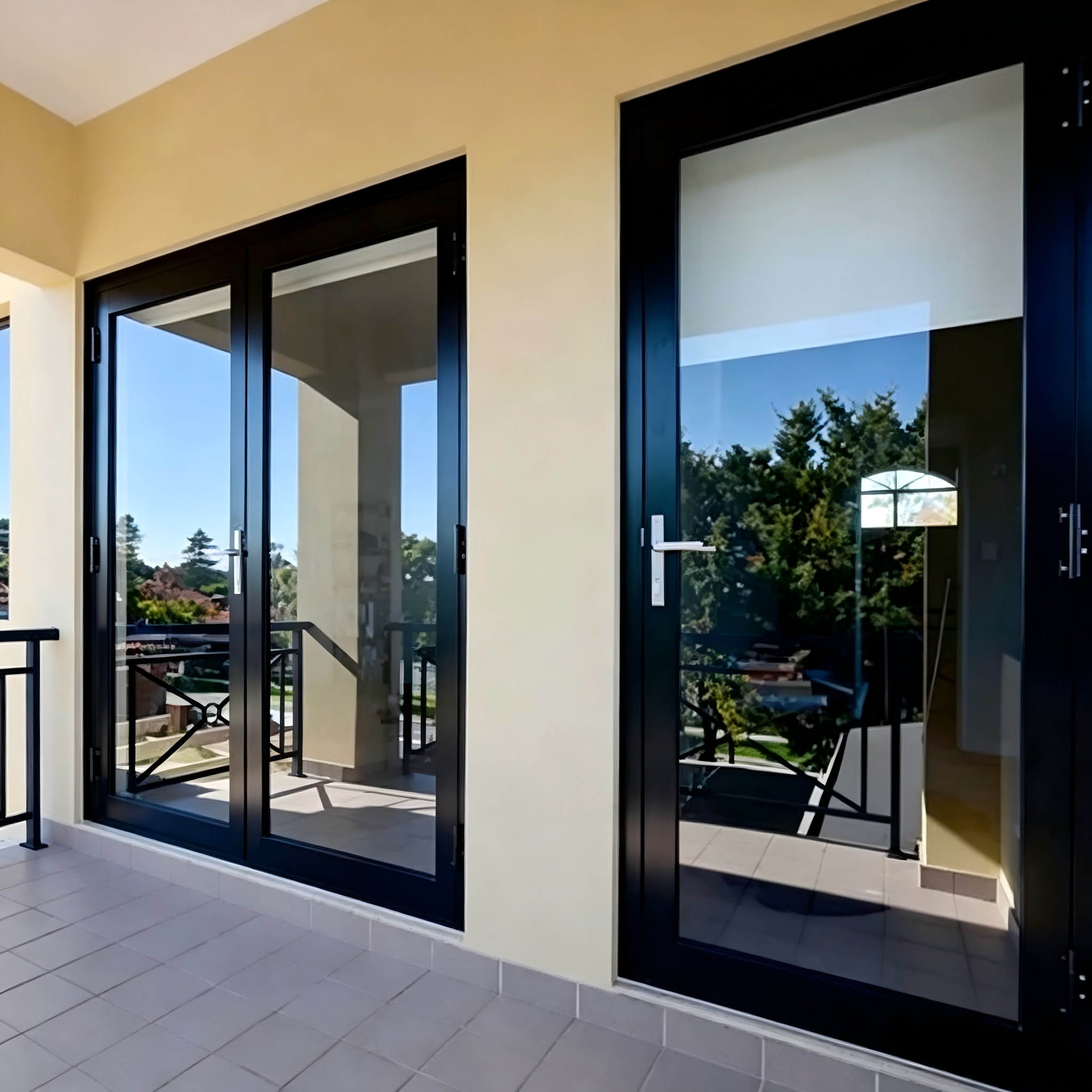 New Design Customized Tempered Glass Entry Door Soundproofing Interior Hinged Doors for Hotels