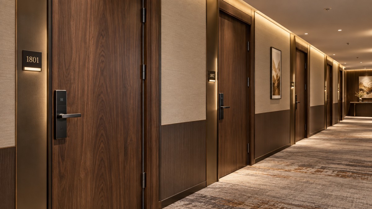 Wooden Doors for Hospitality Projects: Balancing Veneer Quality, Fire Rating, and Budget Wooden Doors for Hospitality Projects: Balancing Veneer Quality, Fire Rating, and Budget