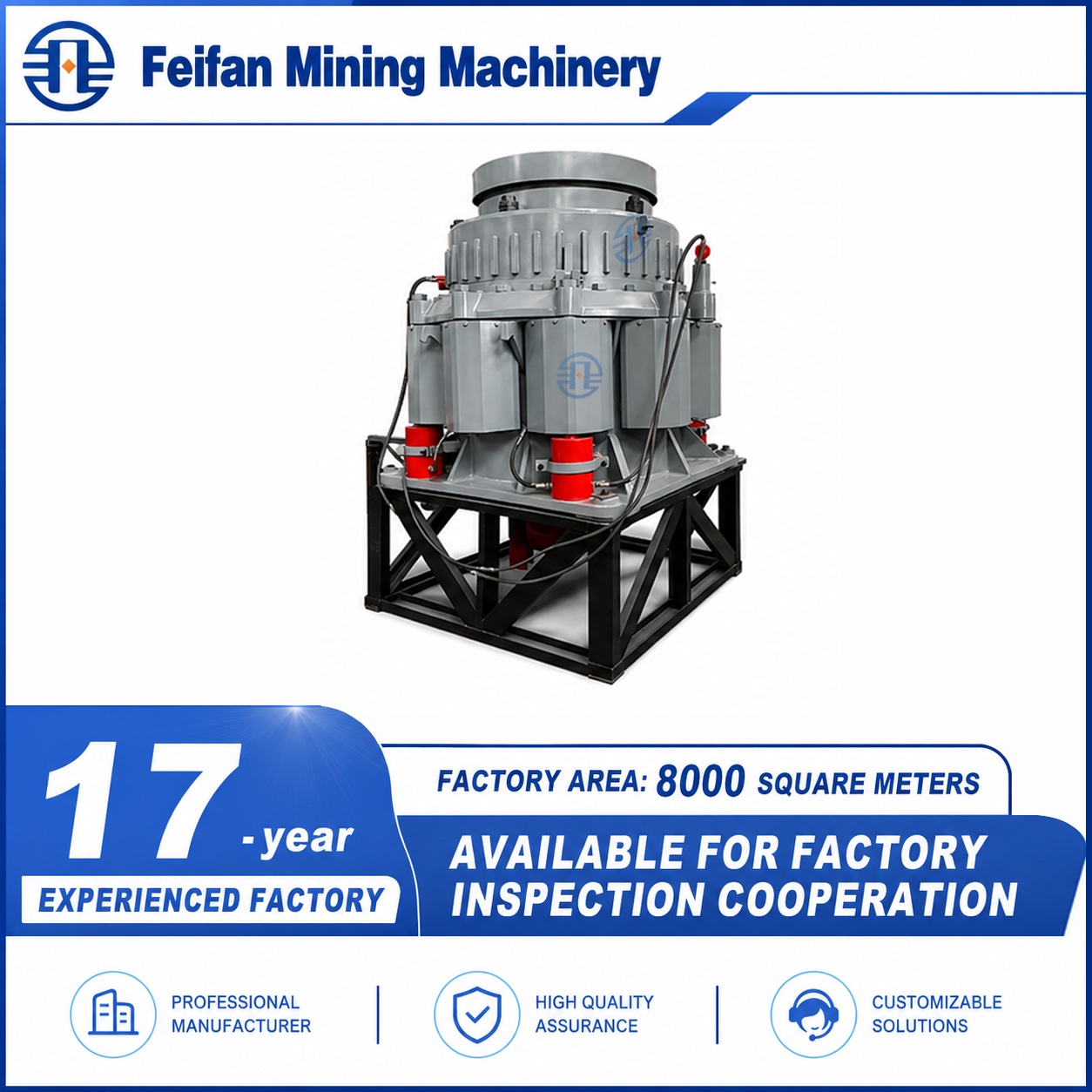 FEIFAN Wide Application Range Multi Cavity Cone Crusher For Cobble Ore Slag And Hard Rock  Processing Machine