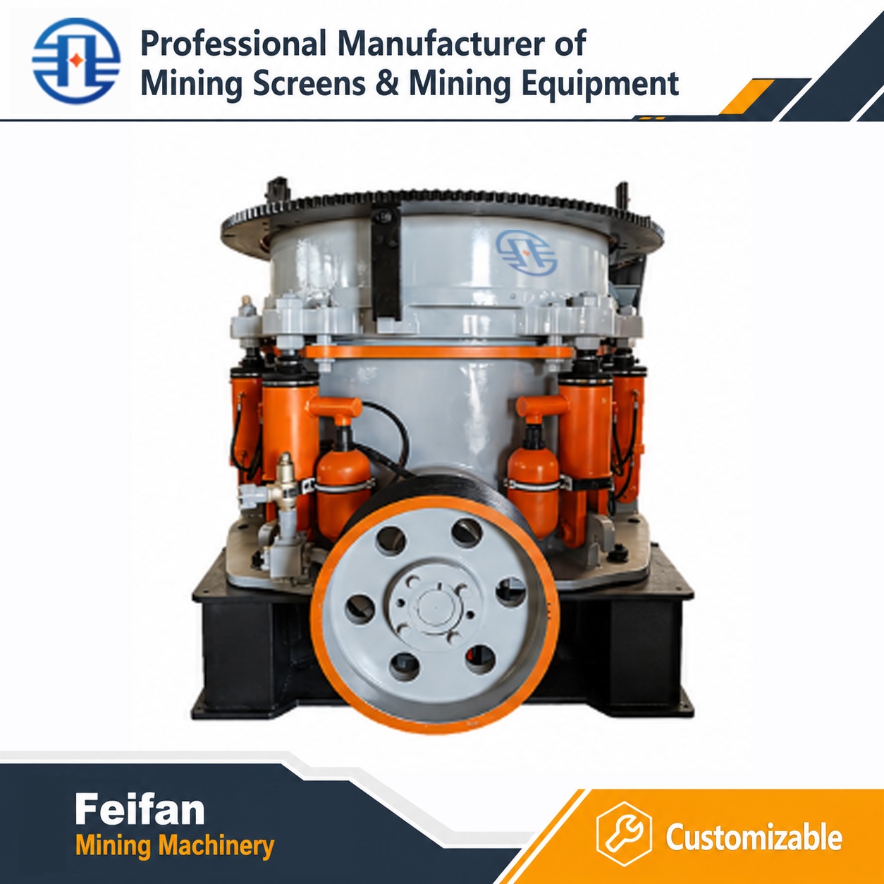 FEIFAN Fast Discharge Speed Cone Crusher For High Frequency Batch Material Processing Work Machine