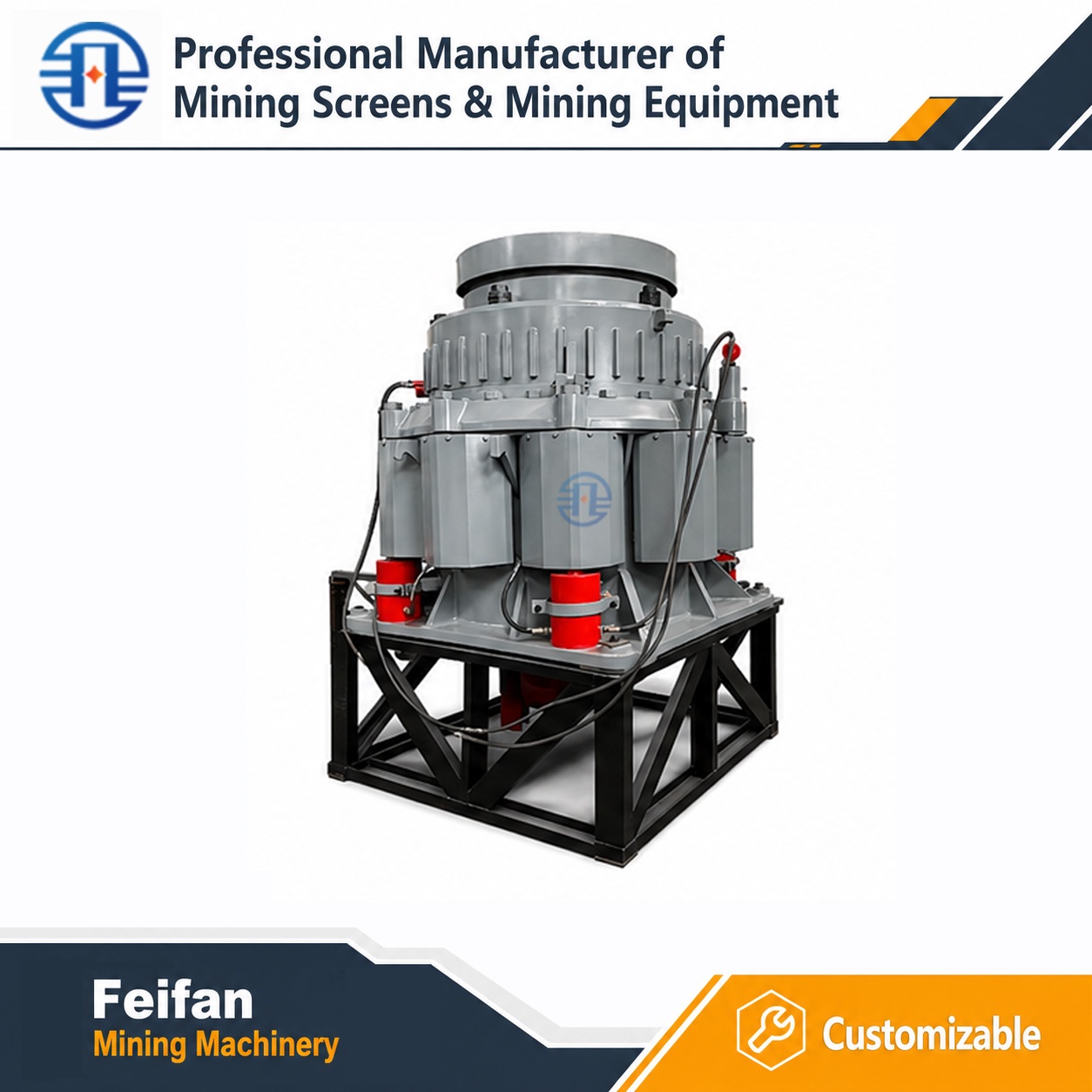 FEIFAN Anti Wear Alloy Liner Cone Crusher With Low Noise For Road Construction Stone Processing Crusher