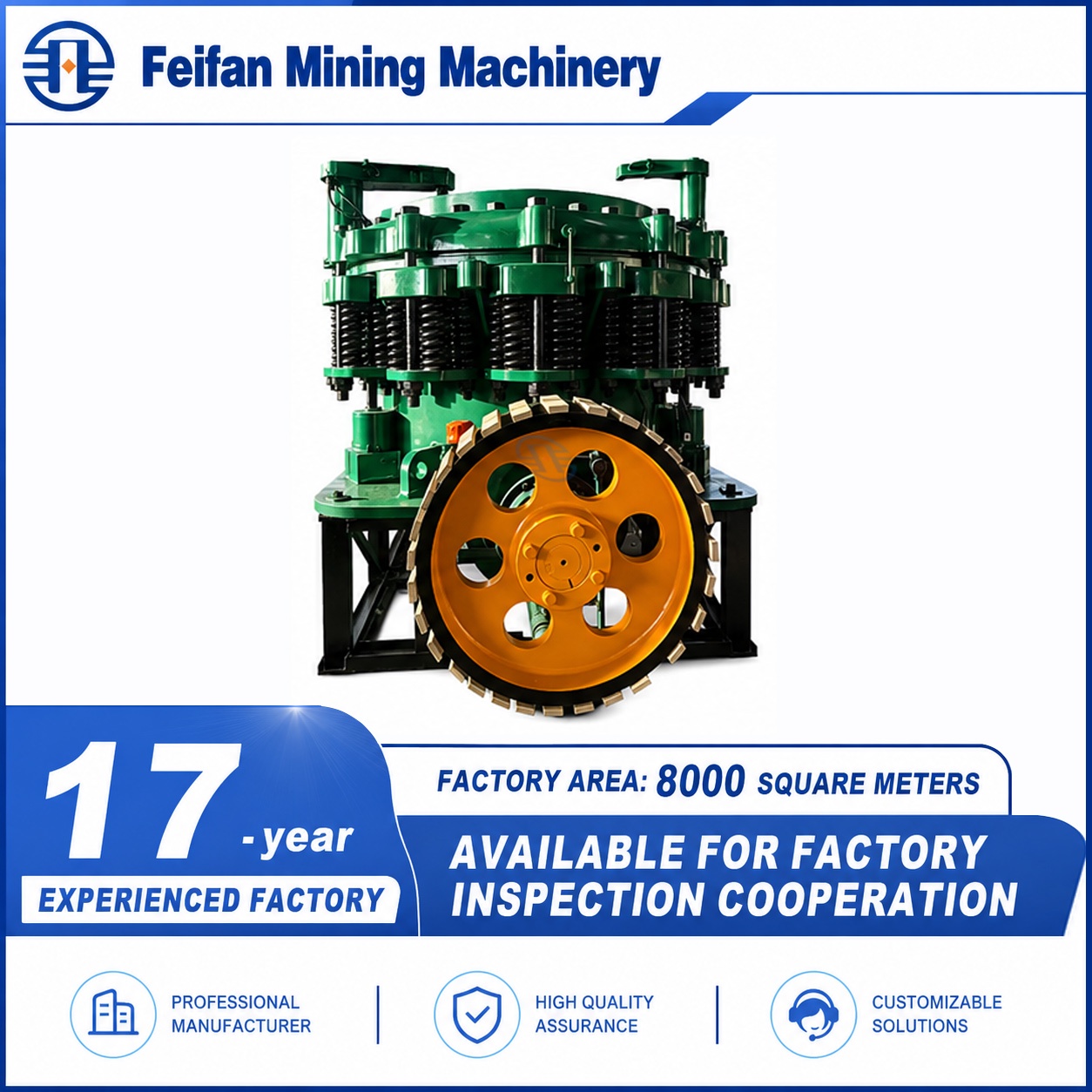 FEIFAN Stable Performance Single Cylinder Hydraulic Cone Crusher For Mining Ore Crushing Project Machine