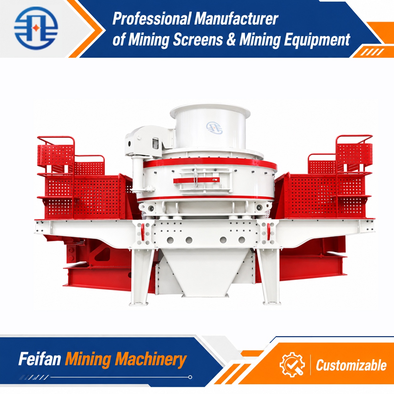 FEIFAN Long Service Life Carbide Parts HX-10 With Closed Rotor And Dual Chamber For Cement Clinker Crushing And Road Aggregate VSI Crusher