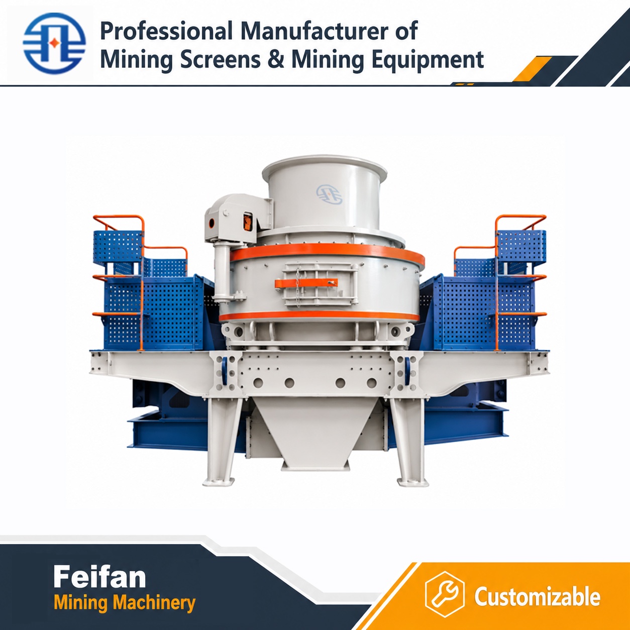 FEIFAN Dual Working Chamber Design VSI-8000 With Cemented Carbide Tips And 1200-2000rpm Speed For Large Tonnage Sand Production VSI Crusher