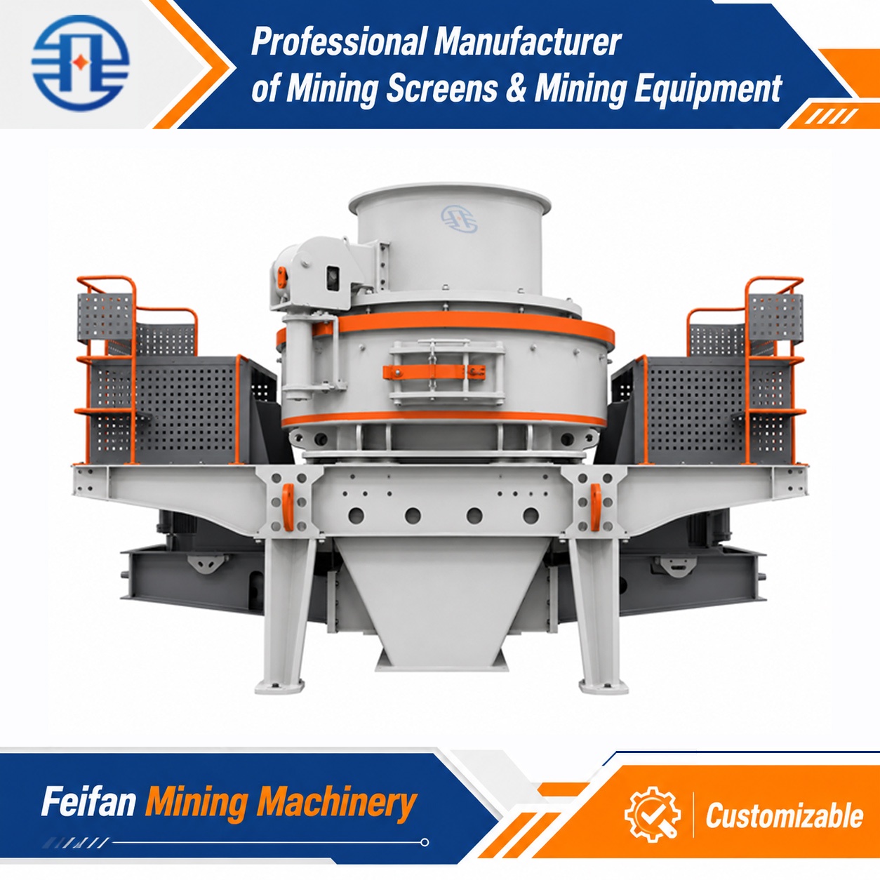 FEIFAN Cubical Particle Shape VSI-8000 With Closed Rotor And Thin Oil Lubrication Station For Cement Clinker Fine Crushing And Road Base Material VSI Crusher