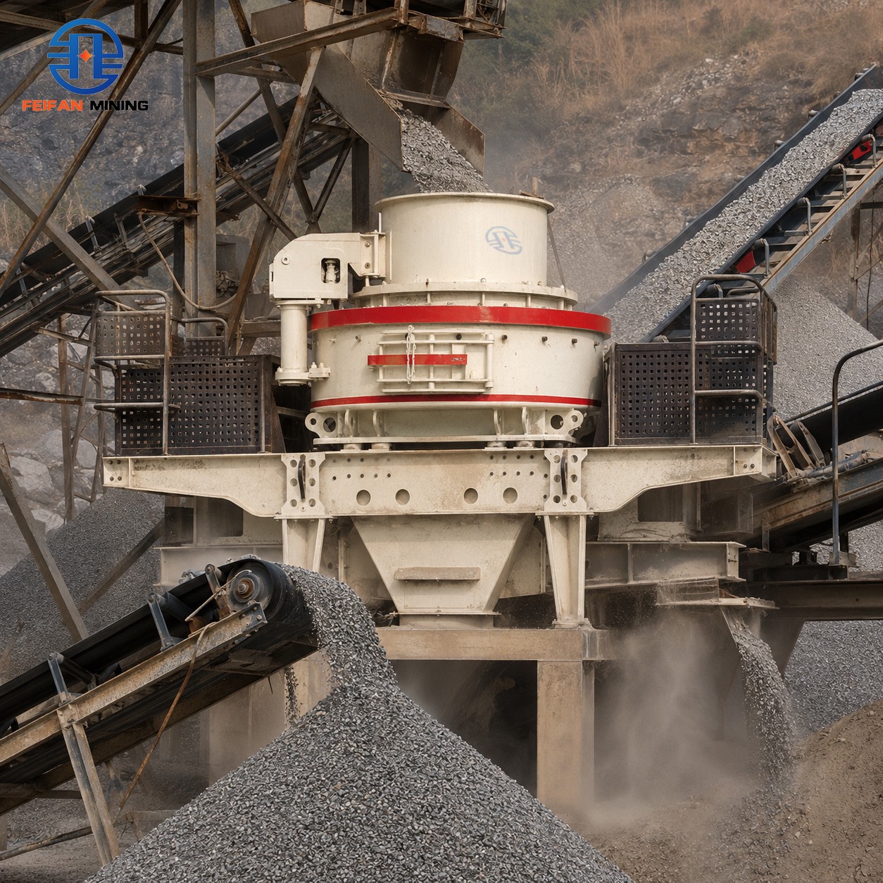OEM Large Volume Material Handling VSI-8000 With Open Rotor And Thin Oil Lubrication For Quartz Ore Fine Processing Machine
