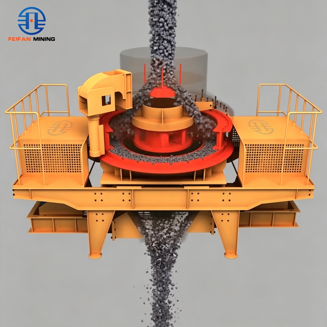 OEM Large Volume Material Handling VSI-8000 With Open Rotor And Thin Oil Lubrication For Quartz Ore Fine Processing Machine