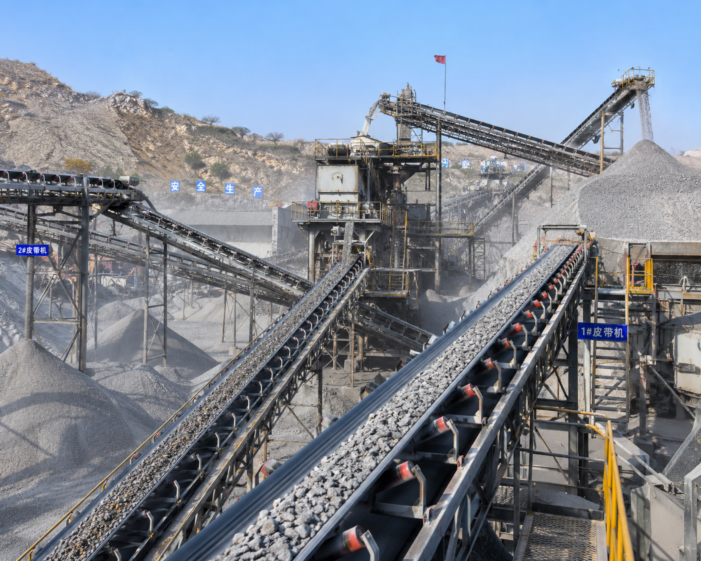 Anti Fall Baffle Belt Conveyor | Steep Angle Lifting Matched with Compact Crusher
