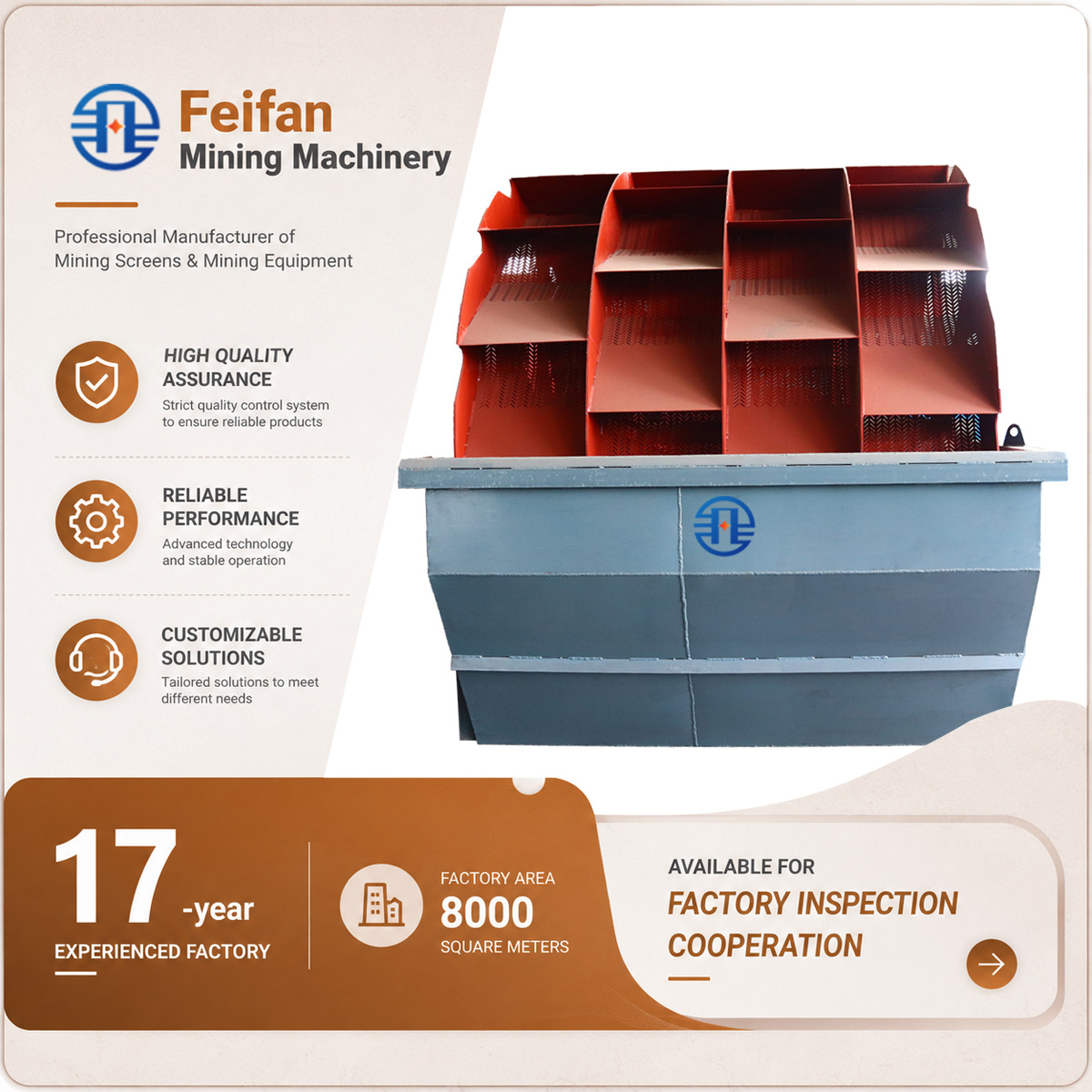 FEIFAN Two Stage Washing Wheel Sand Equipment For High Mud Content Sand Treatment Powerful Wheel Sand Washer