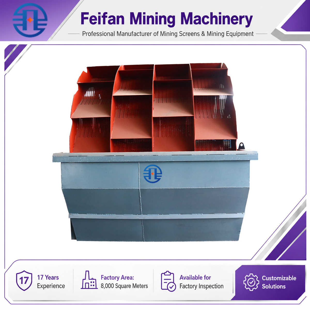 FEIFAN Integrated Wheel Sand Washing Unit For Sand And Stone Sorting Workshop Thickened Plate Wheel Sand Washer