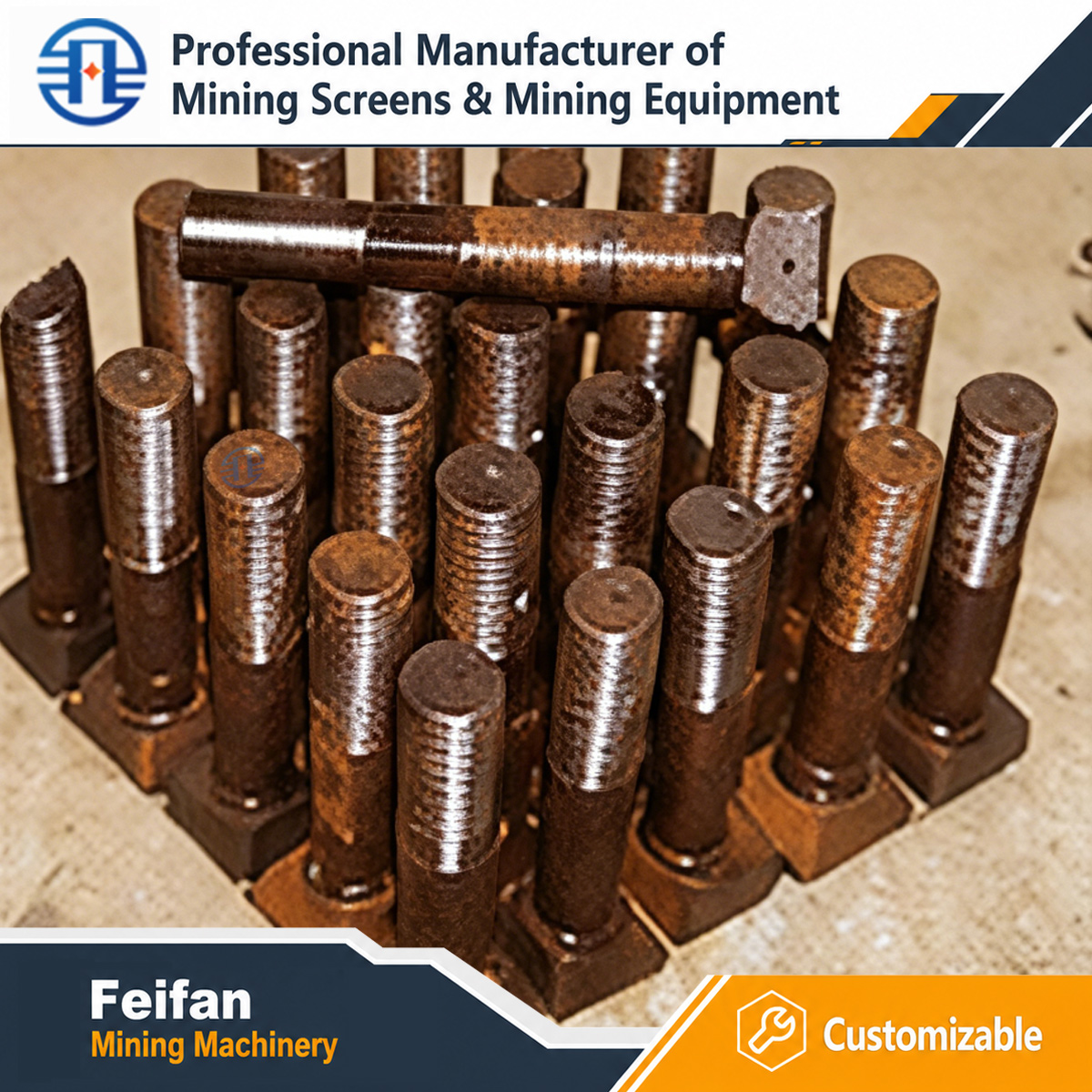 FEIFAN OEM Crusher Machine Replacement Parts Rotor Shaft Bearing Assembly And Impact Bar For Mining Industry