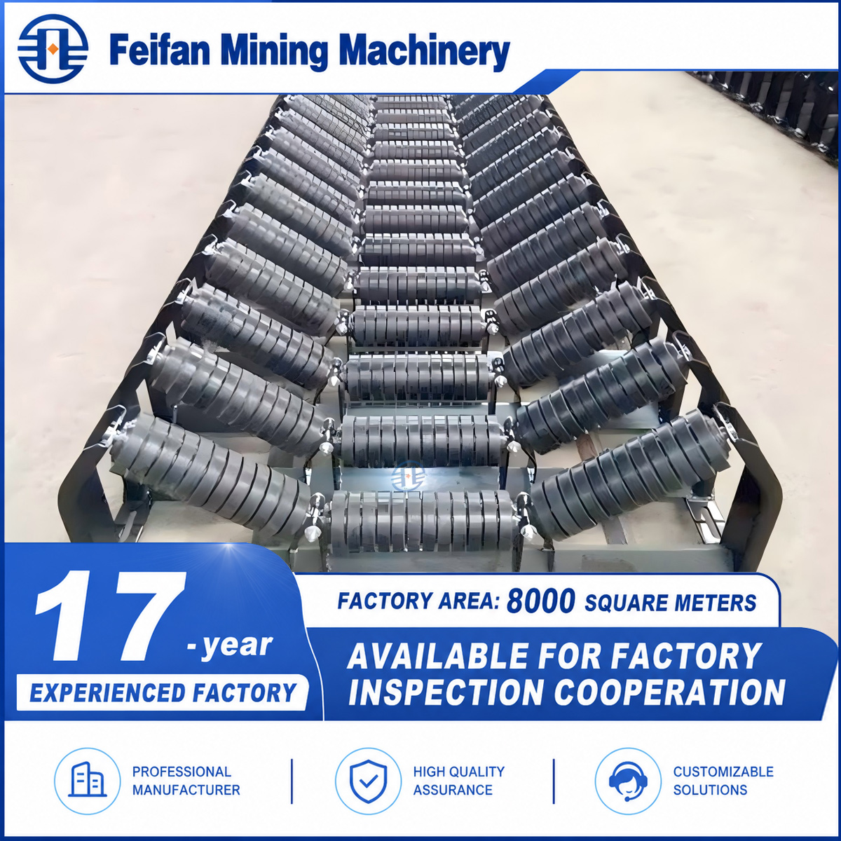 FEIFAN OEM Heavy Duty Conveyor Drum Pulley Head Pulley Tail Pulley Components For Sand And Gravel Aggregate Crushing Plant-(1)