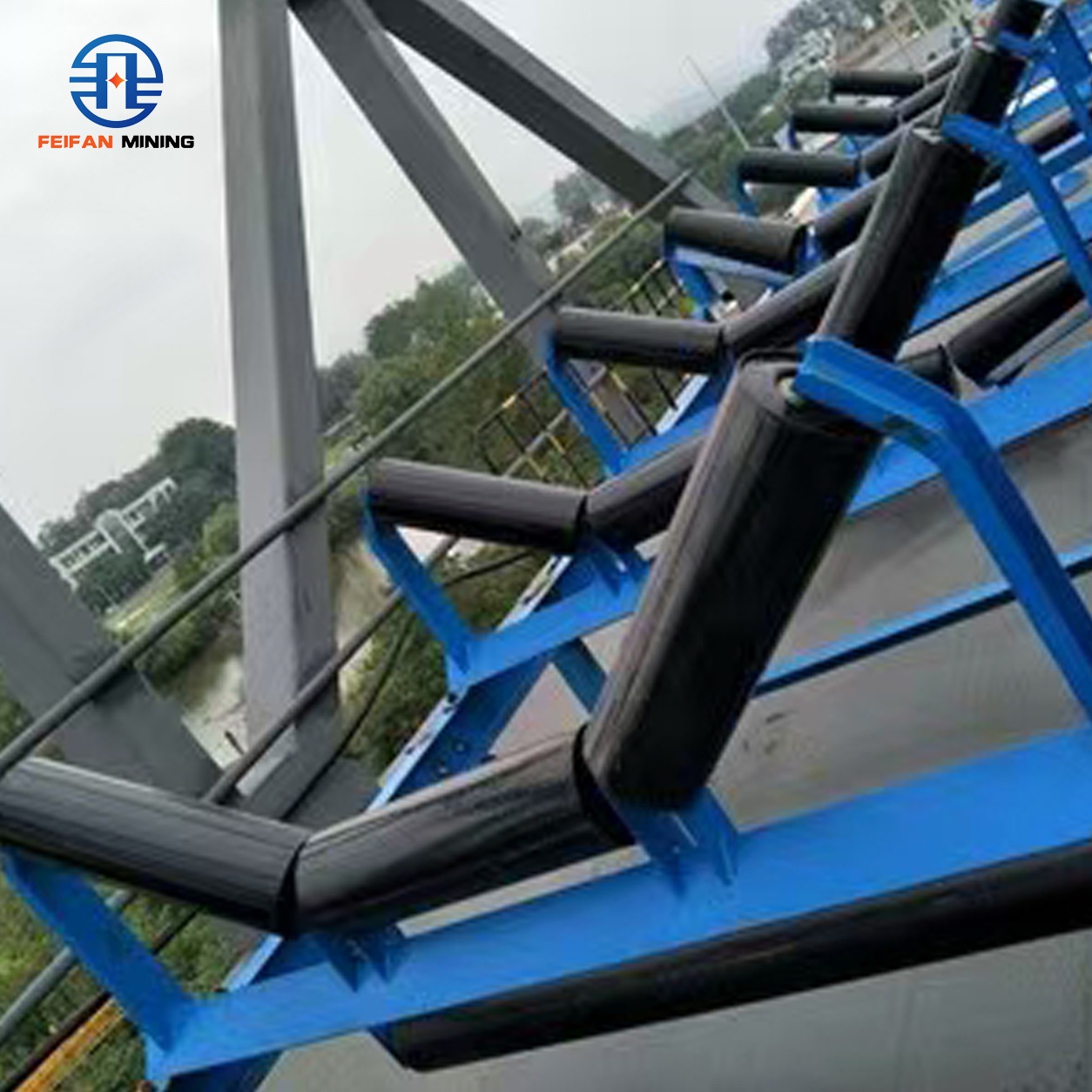 FEIFAN OEM Industrial Mining Conveyor Accessories Impact Idler Return Roller Support Roller Assembly For Aggregate Belt Conveyor System