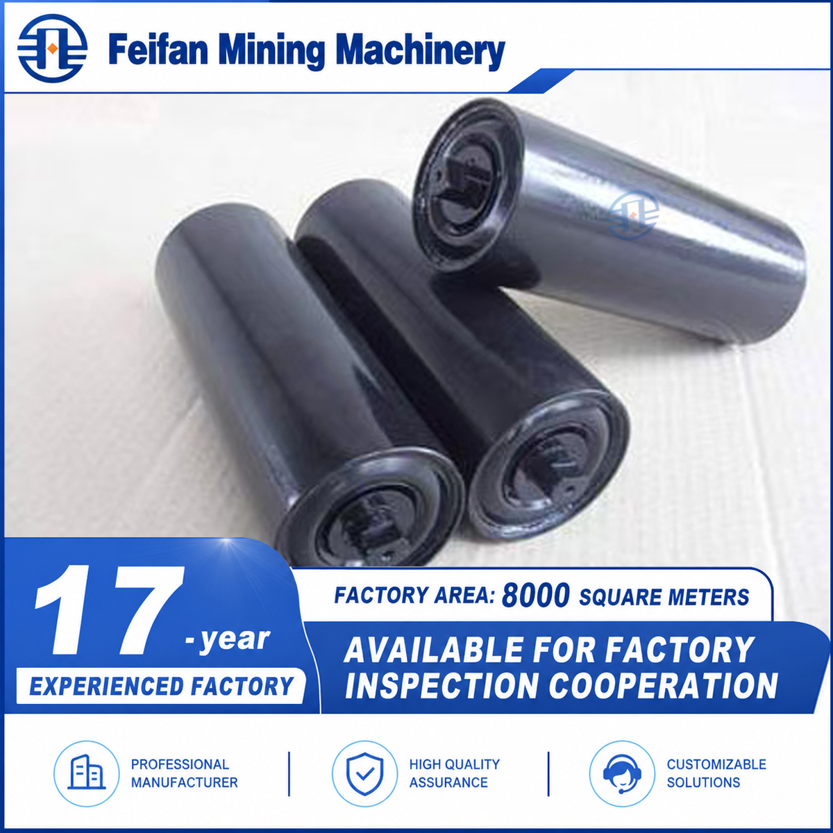 FEIFAN OEM High Strength Conveyor Drive Pulley Lagging Drum Pulley For Mining Sand Gravel Aggregate Production Line Equipment