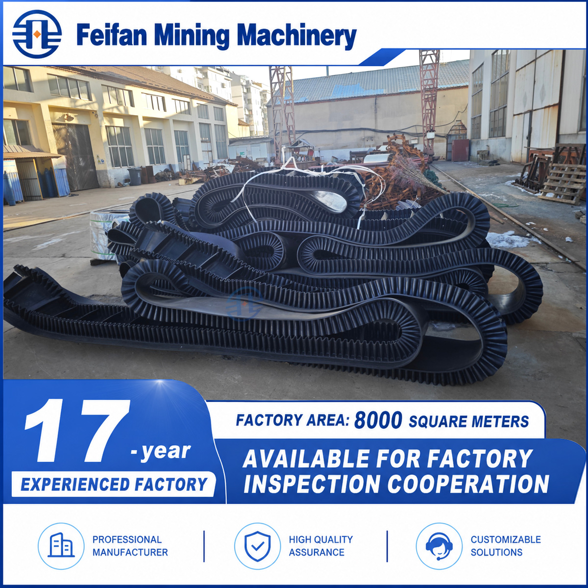 FEIFAN OEM High Strength Conveyor Drive Pulley Lagging Drum Pulley For Mining Sand Gravel Aggregate Production Line Equipment