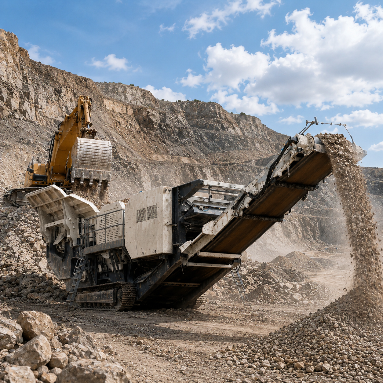 FEIFAN OEM High Capacity Quarry Stone Crusher Plant For Mining Aggregate Production Crawler Mobile Crushing Station