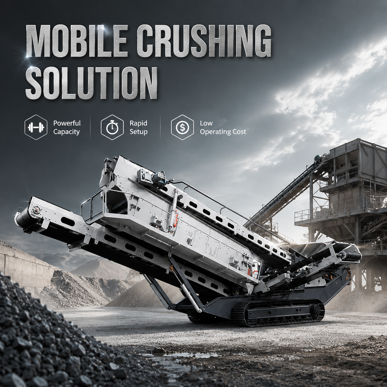 FEIFAN OEM High Efficiency Fully Integrated Mining Solution for Quarry Aggregate Production and Complex Terrain Operation with Strong Mobility Tracked Mobile Crushing Plant