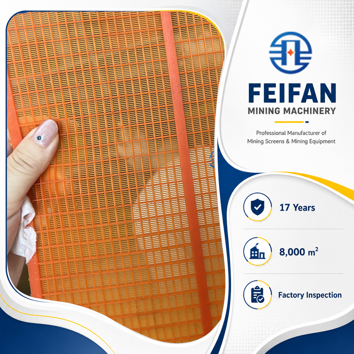 FEIFAN OEM Polypropylene Wire Mesh for Crusher Screens Rubber PU Vibrating Screen Replacement mesh