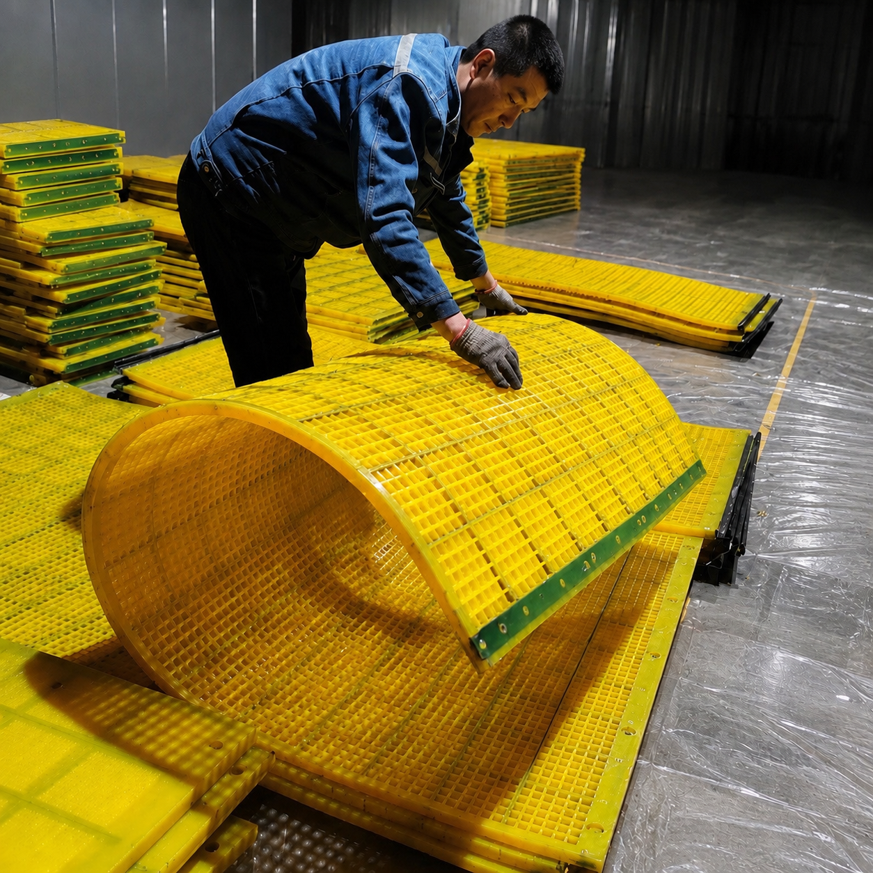 FEIFAN OEM Premium Wear Resistant Tensioned Panel for Sand Gravel Aggregate Polyurethane Screen Mesh
