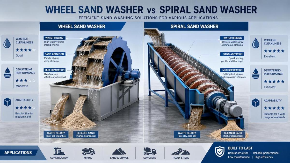 How to Choose Between Wheel Type and Spiral Sand Washers for Sticky Feed How to Choose Between Wheel Type and Spiral Sand Washers for Sticky Feed