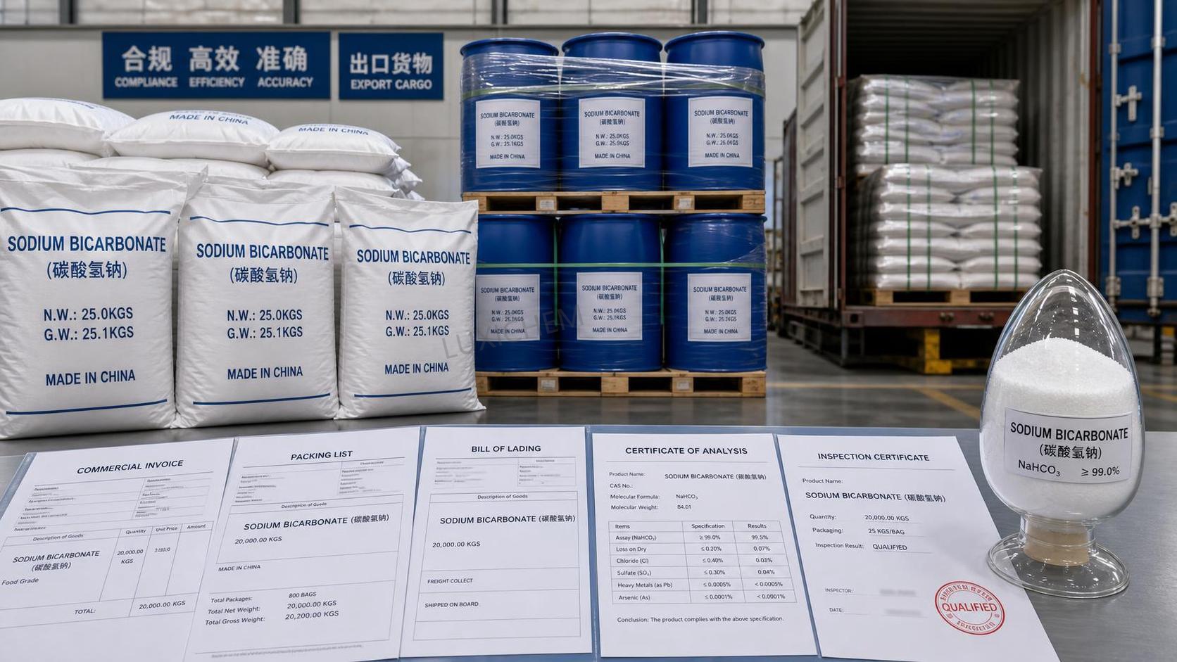 Carbonato ácido de sodio frente a bicarbonato de sodio en los documentos de exportación