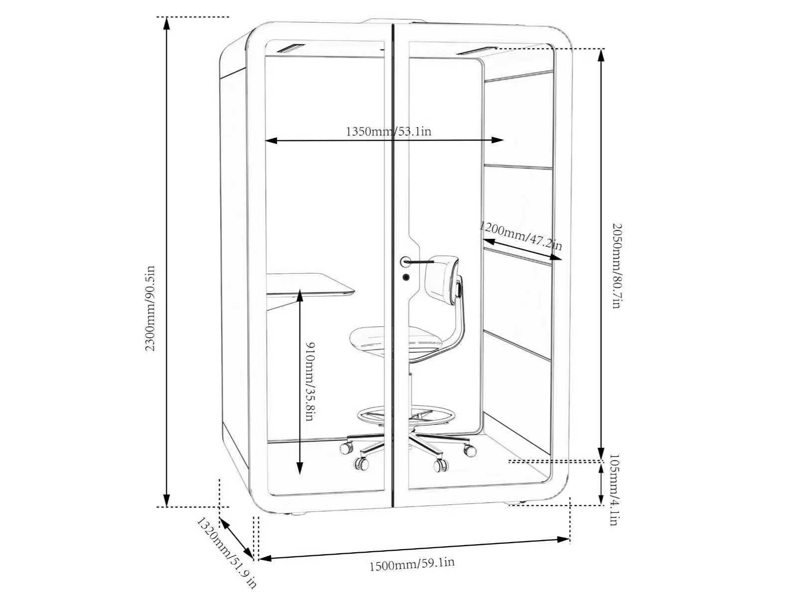 Testing Ventilation and Speech Privacy in the TB-WH 1-2 Person Phone Booth Testing Ventilation and Speech Privacy in the TB-WH 1-2 Person Phone Booth