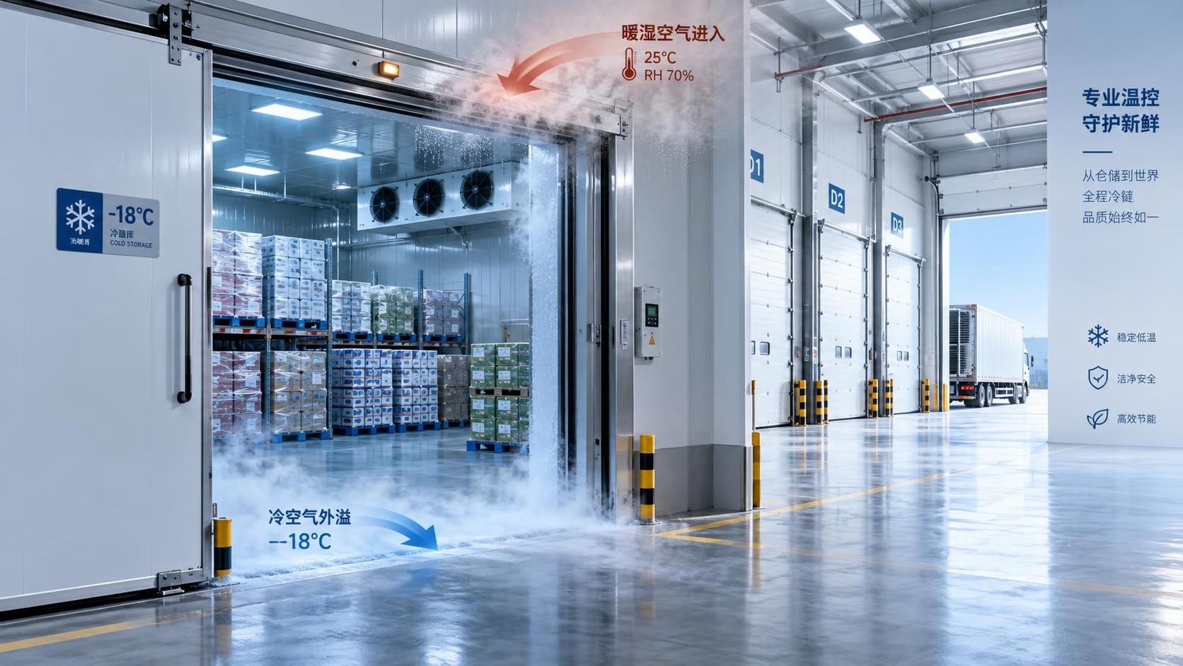 When a larger cold room door size increases energy loss