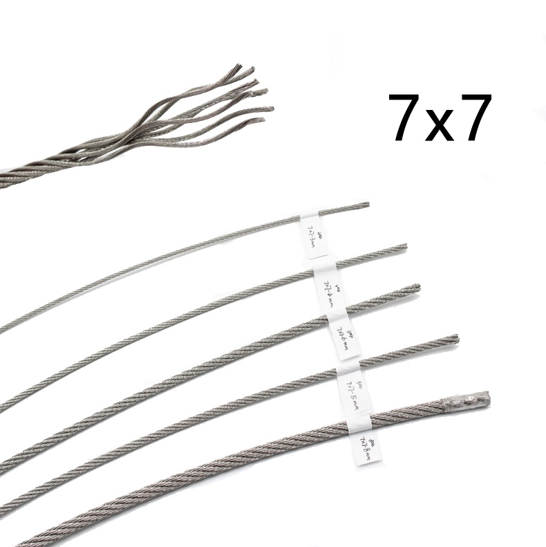 Câble en acier inoxydable 7x7 0.5-6mm utilisé pour corde à linge et clôture